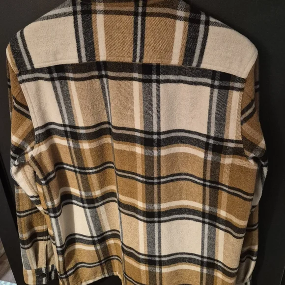 Mens Express Plaid Wool Blend Jacket/Coat/Shirt Size Medium Button Down - Picture 4 of 8